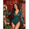 imageAvidlove Lace Bodysuit for Women Sexy Long Sleeve V Neck Body Suits Going Out Tops Snap Crotch One Piece Teddy LingerieGreen