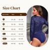 imageAvidlove Lace Bodysuit for Women Sexy Long Sleeve V Neck Body Suits Going Out Tops Snap Crotch One Piece Teddy LingerieNavy Blue