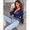 imageAvidlove Lace Bodysuit for Women Sexy Long Sleeve V Neck Body Suits Going Out Tops Snap Crotch One Piece Teddy LingerieNavy Blue