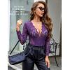 imageAvidlove Lace Bodysuit for Women Sexy Long Sleeve V Neck Body Suits Going Out Tops Snap Crotch One Piece Teddy LingeriePurple