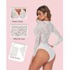 imageAvidlove Lace Bodysuit for Women Sexy Long Sleeve V Neck Body Suits Going Out Tops Snap Crotch One Piece Teddy LingerieWhite