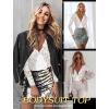 imageAvidlove Lace Bodysuit for Women Sexy Long Sleeve V Neck Body Suits Going Out Tops Snap Crotch One Piece Teddy LingerieWhite