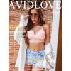 imageAvidlove Lace Bralette for Women V Neck Tank Top Spaghetti Strap Tube Slim Camisole Lingerie with Detachable PaddedPink