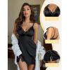 imageAvidlove Lingerie for Women Satin Lace Mini Dress V Neck Nightgown Sexy Boudoir Outfits1black