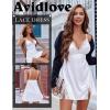 imageAvidlove Lingerie for Women Satin Lace Mini Dress V Neck Nightgown Sexy Boudoir Outfits1white