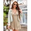 imageAvidlove Lingerie for Women Satin Lace Mini Dress V Neck Nightgown Sexy Boudoir OutfitsCoffee
