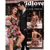 imageAvidlove Lingerie for Women Satin Lace Mini Dress V Neck Nightgown Sexy Boudoir OutfitsFloral Pumpkin
