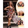 imageAvidlove Lingerie for Women Satin Lace Mini Dress V Neck Nightgown Sexy Boudoir OutfitsFloral Pumpkin