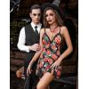 imageAvidlove Lingerie for Women Satin Lace Mini Dress V Neck Nightgown Sexy Boudoir OutfitsFloral Pumpkin