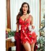 imageAvidlove Lingerie for Women Satin Lace Mini Dress V Neck Nightgown Sexy Boudoir OutfitsFloral Snow