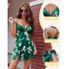 imageAvidlove Lingerie for Women Satin Lace Mini Dress V Neck Nightgown Sexy Boudoir OutfitsGreen Floral