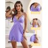 imageAvidlove Lingerie for Women Satin Lace Mini Dress V Neck Nightgown Sexy Boudoir OutfitsLilac