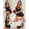 imageAvidlove Lingerie for Women Sexy Halter Lace Babydoll Dress Open Front Chemise Boudoir Nighty XS5XLA Dark Black