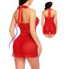 imageAvidlove Lingerie for Women Sexy Halter Lace Babydoll Dress Open Front Chemise Boudoir Nighty XS5XLA Hot Red
