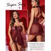 imageAvidlove Lingerie for Women Sexy Halter Lace Babydoll Dress Open Front Chemise Boudoir Nighty XS5XLBurgundy