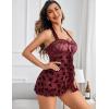 imageAvidlove Lingerie for Women Sexy Halter Lace Babydoll Dress Open Front Chemise Boudoir Nighty XS5XLBurgundy Butterfly