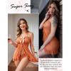 imageAvidlove Lingerie for Women Sexy Halter Lace Babydoll Dress Open Front Chemise Boudoir Nighty XS5XLCaramel