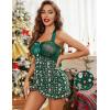 imageAvidlove Lingerie for Women Sexy Halter Lace Babydoll Dress Open Front Chemise Boudoir Nighty XS5XLChristmas Green