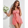 imageAvidlove Lingerie for Women Sexy Halter Lace Babydoll Dress Open Front Chemise Boudoir Nighty XS5XLCoral Pink