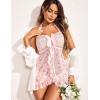imageAvidlove Lingerie for Women Sexy Halter Lace Babydoll Dress Open Front Chemise Boudoir Nighty XS5XLFloral Pink