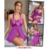 imageAvidlove Lingerie for Women Sexy Halter Lace Babydoll Dress Open Front Chemise Boudoir Nighty XS5XLLight Purple