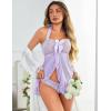 imageAvidlove Lingerie for Women Sexy Halter Lace Babydoll Dress Open Front Chemise Boudoir Nighty XS5XLLilac