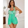 imageAvidlove Lingerie for Women Sexy Halter Lace Babydoll Dress Open Front Chemise Boudoir Nighty XS5XLMint Green