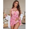 imageAvidlove Lingerie for Women Sexy Halter Lace Babydoll Dress Open Front Chemise Boudoir Nighty XS5XLPink Heart Print