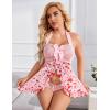 imageAvidlove Lingerie for Women Sexy Halter Lace Babydoll Dress Open Front Chemise Boudoir Nighty XS5XLRed Love Heart