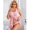 imageAvidlove Lingerie for Women Sexy Halter Lace Babydoll Dress Open Front Chemise Boudoir Nighty XS5XLRed Love Heart