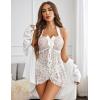 imageAvidlove Lingerie for Women Sexy Halter Lace Babydoll Dress Open Front Chemise Boudoir Nighty XS5XLWhite Flower