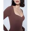 imageAvidlove Long Sleeve Bodysuits for Women Sexy Sweetheart Neck Going Out Outfits Double Lined BodysuitBrown