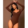 imageAvidlove Long Sleeve Bodysuits for Women Sexy Sweetheart Neck Going Out Outfits Double Lined BodysuitBrown