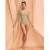 imageAvidlove Long Sleeve Bodysuits for Women Sexy Sweetheart Neck Going Out Outfits Double Lined BodysuitKhaki