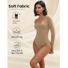 imageAvidlove Long Sleeve Bodysuits for Women Sexy Sweetheart Neck Going Out Outfits Double Lined BodysuitKhaki
