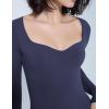 imageAvidlove Long Sleeve Bodysuits for Women Sexy Sweetheart Neck Going Out Outfits Double Lined BodysuitNavy Blue