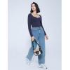imageAvidlove Long Sleeve Bodysuits for Women Sexy Sweetheart Neck Going Out Outfits Double Lined BodysuitNavy Blue