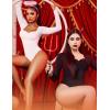 imageAvidlove Long Sleeve Bodysuits for Women Sexy Sweetheart Neck Going Out Outfits Double Lined BodysuitWhite