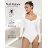 imageAvidlove Long Sleeve Bodysuits for Women Sexy Sweetheart Neck Going Out Outfits Double Lined BodysuitWhite