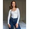 imageAvidlove Long Sleeve Bodysuits for Women Sexy Sweetheart Neck Going Out Outfits Double Lined BodysuitWhite