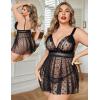 imageAvidlove Plus Size Lingeire for women Lace Babydoll Mesh Chemise Sexy Nightwear Sheer Nightie with Lace Up Bows L4XLBlack