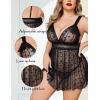 imageAvidlove Plus Size Lingeire for women Lace Babydoll Mesh Chemise Sexy Nightwear Sheer Nightie with Lace Up Bows L4XLBlack