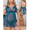 imageAvidlove Plus Size Lingeire for women Lace Babydoll Mesh Chemise Sexy Nightwear Sheer Nightie with Lace Up Bows L4XLBlue Green