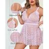 imageAvidlove Plus Size Lingeire for women Lace Babydoll Mesh Chemise Sexy Nightwear Sheer Nightie with Lace Up Bows L4XLPink