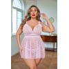 imageAvidlove Plus Size Lingeire for women Lace Babydoll Mesh Chemise Sexy Nightwear Sheer Nightie with Lace Up Bows L4XLPink