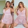 imageAvidlove Plus Size Lingeire for women Lace Babydoll Mesh Chemise Sexy Nightwear Sheer Nightie with Lace Up Bows L4XLPink