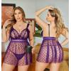 imageAvidlove Plus Size Lingeire for women Lace Babydoll Mesh Chemise Sexy Nightwear Sheer Nightie with Lace Up Bows L4XLPurple