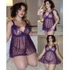 imageAvidlove Plus Size Lingeire for women Lace Babydoll Mesh Chemise Sexy Nightwear Sheer Nightie with Lace Up Bows L4XLPurple