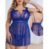 imageAvidlove Plus Size Lingeire for women Lace Babydoll Mesh Chemise Sexy Nightwear Sheer Nightie with Lace Up Bows L4XLRoyal Blue