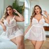 imageAvidlove Plus Size Lingeire for women Lace Babydoll Mesh Chemise Sexy Nightwear Sheer Nightie with Lace Up Bows L4XLWhite